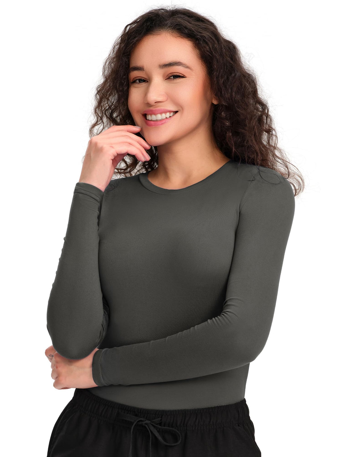 CSDD03 Women's 2-Pack Long-Sleeve Underscrub Top — White/Grey — 6