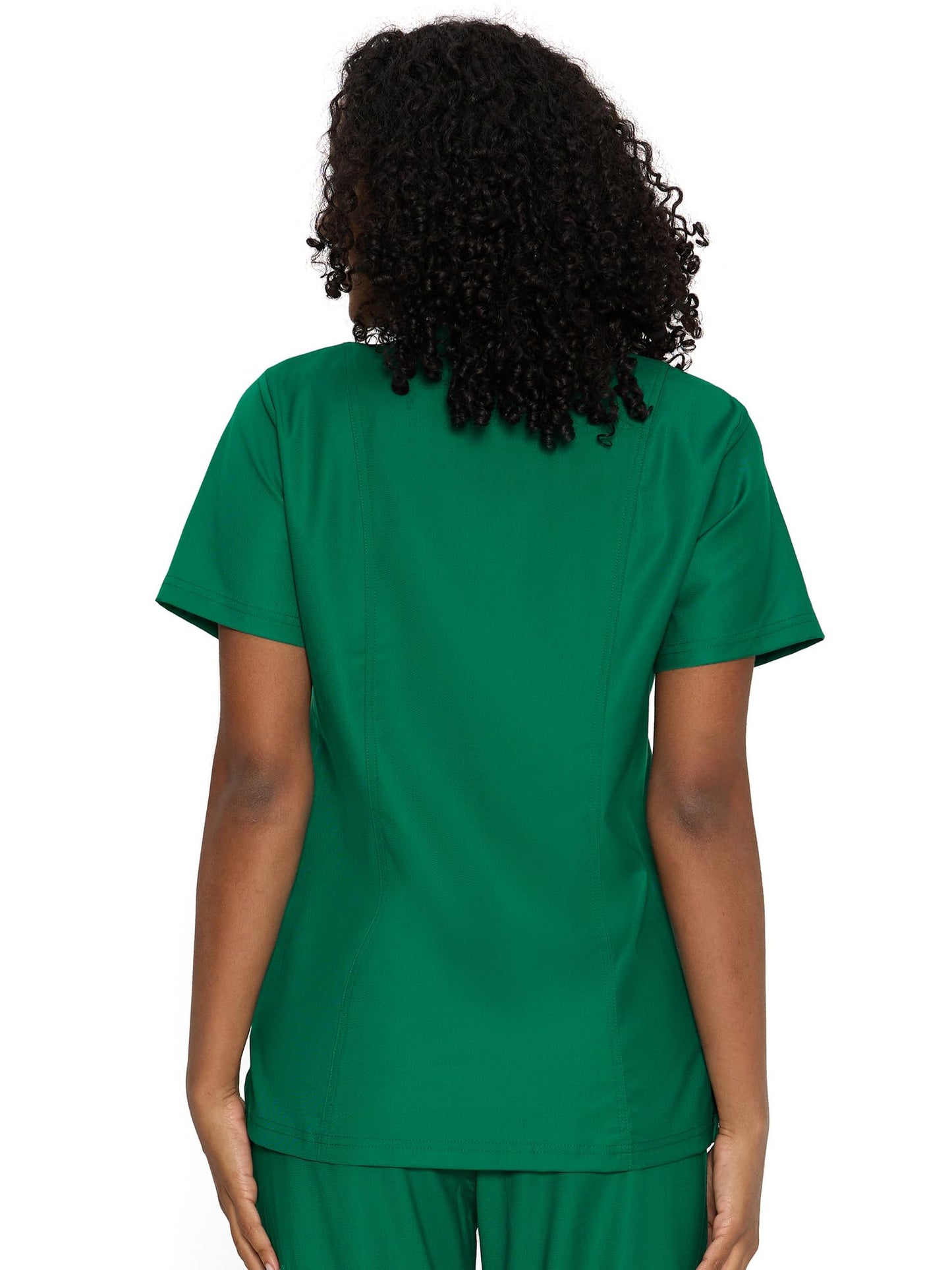 Venus Mock Wrap Scrub Top, Hunter Green, Back View