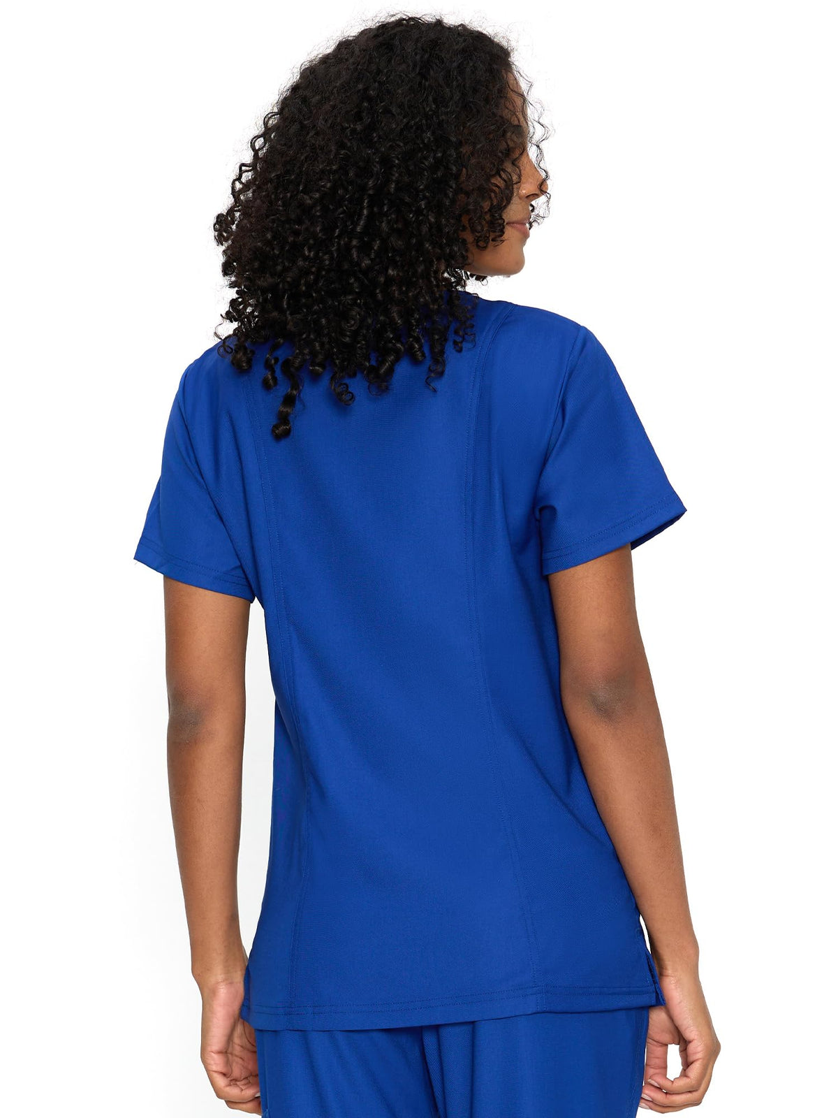 Venus Mock Wrap Scrub Top, Royal Blue, Back View