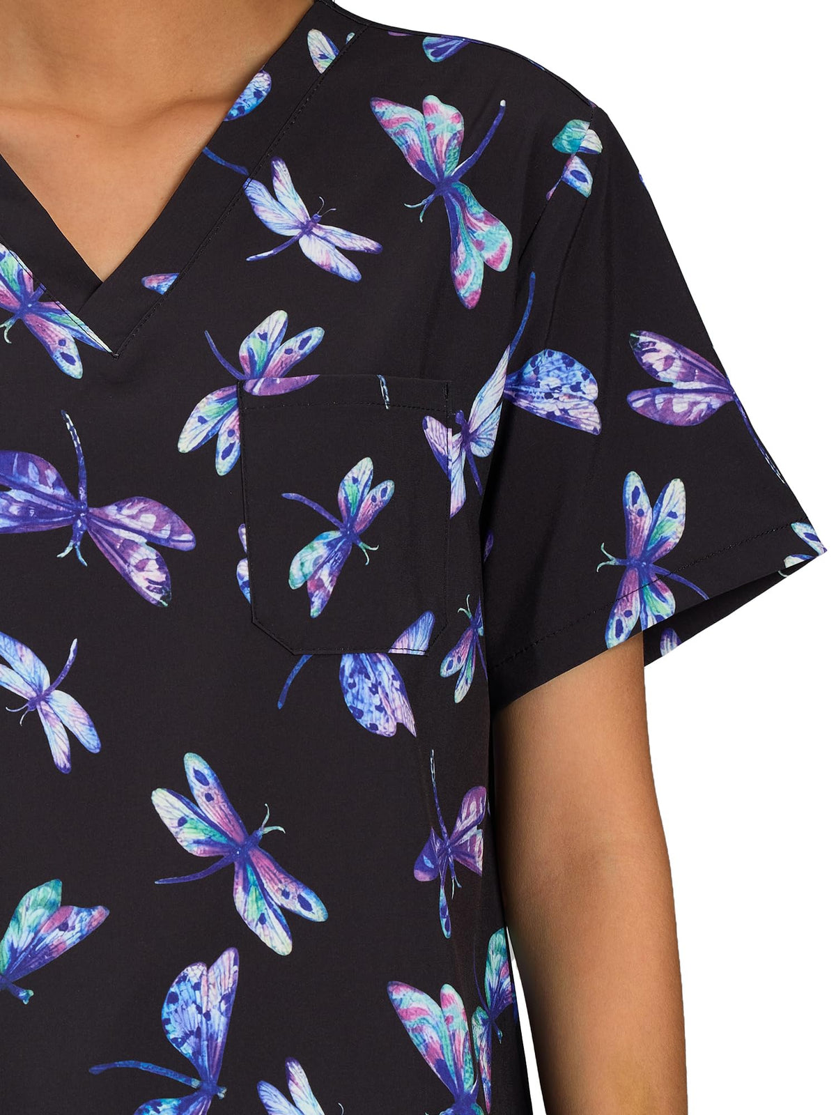 CSYHT01P01 Women's Printed V-Neck Scrub Top — Dragonfly — 7
