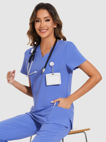 Luna V-Neck Scrub Top — Ceil Blue — 6