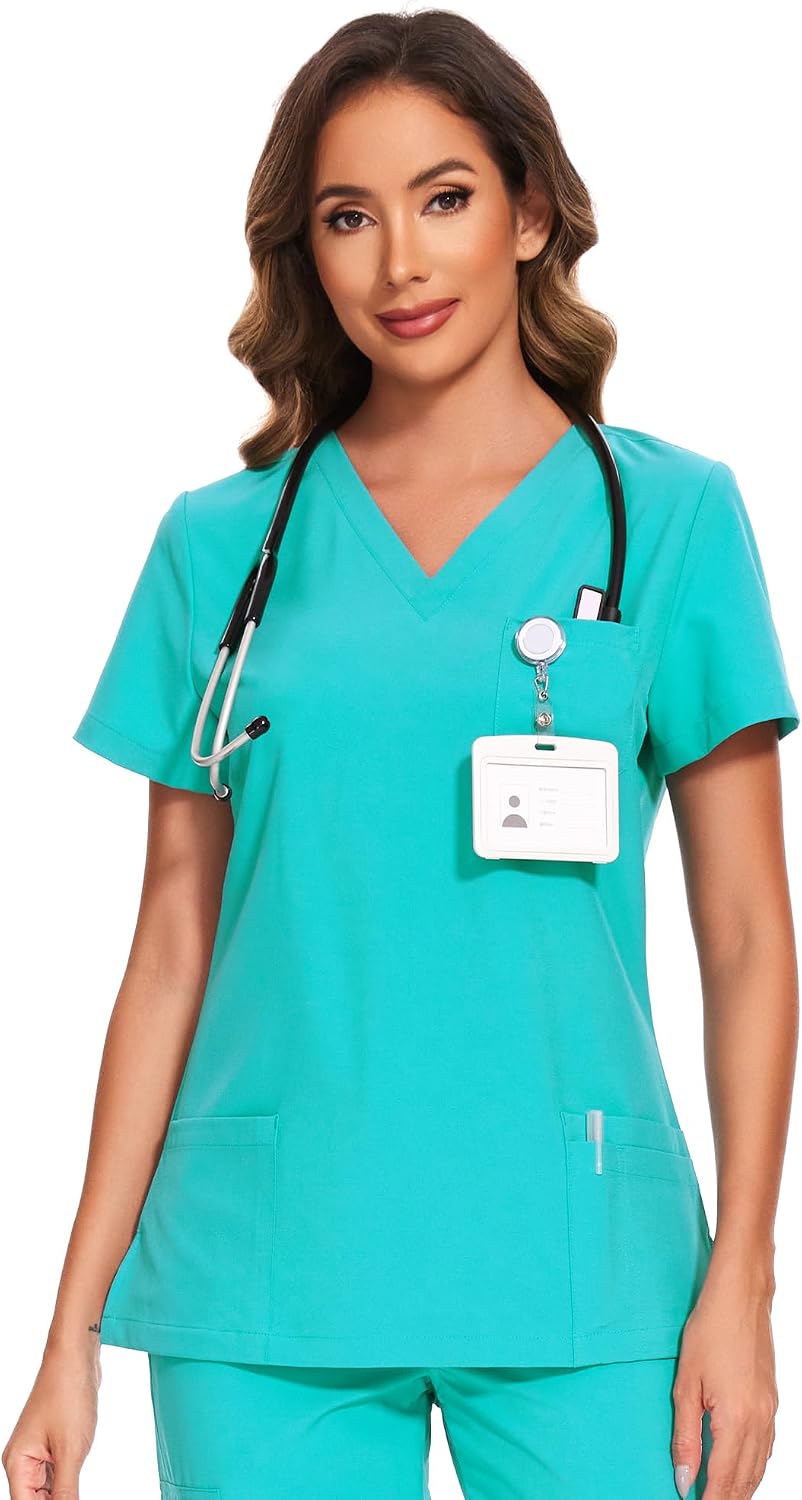 Luna V-Neck Scrub Top — Teal — 1