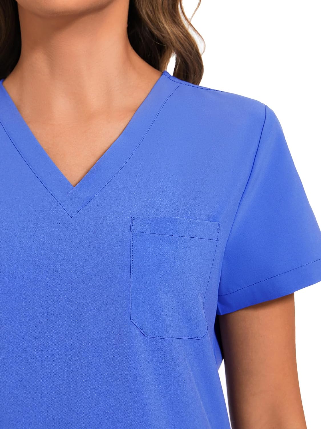 Luna Scrub Set — Ceil Blue/Royal Blue Stitch — 4