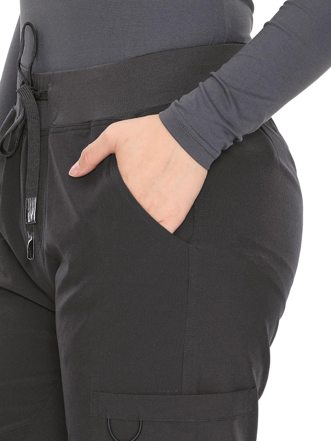 COZYFIT women's dark grey straight-leg cargo scrub pants - image 5