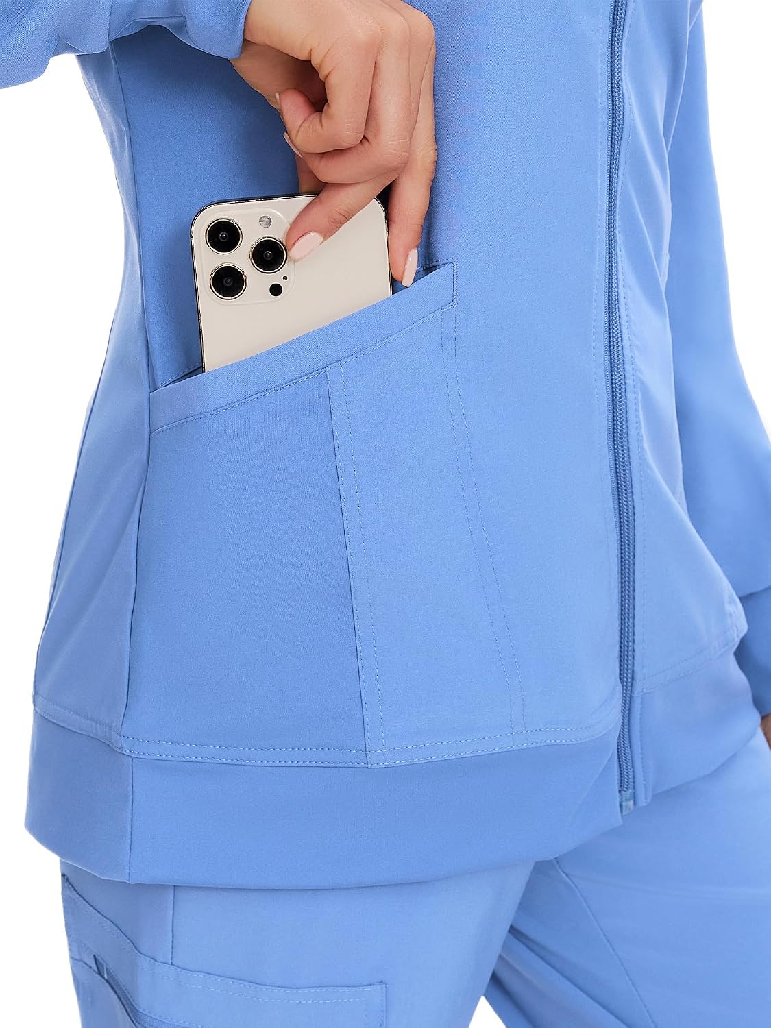 Juno Zip Front Scrub Jacket — True Ceil Blue — 5