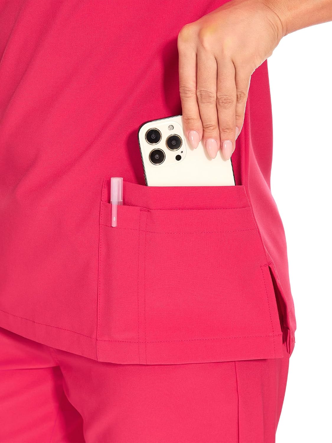 Luna V-Neck Scrub Top — Rose Red — 5