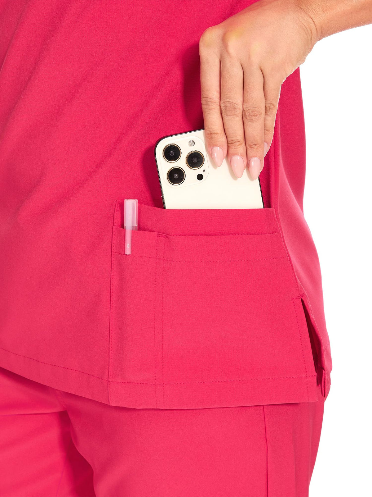 Luna V-Neck Scrub Top — Rose Red — 5