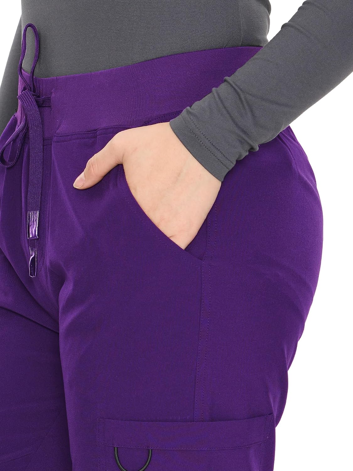 COZYFIT women's dark purple straight-leg cargo scrub pants - image 5