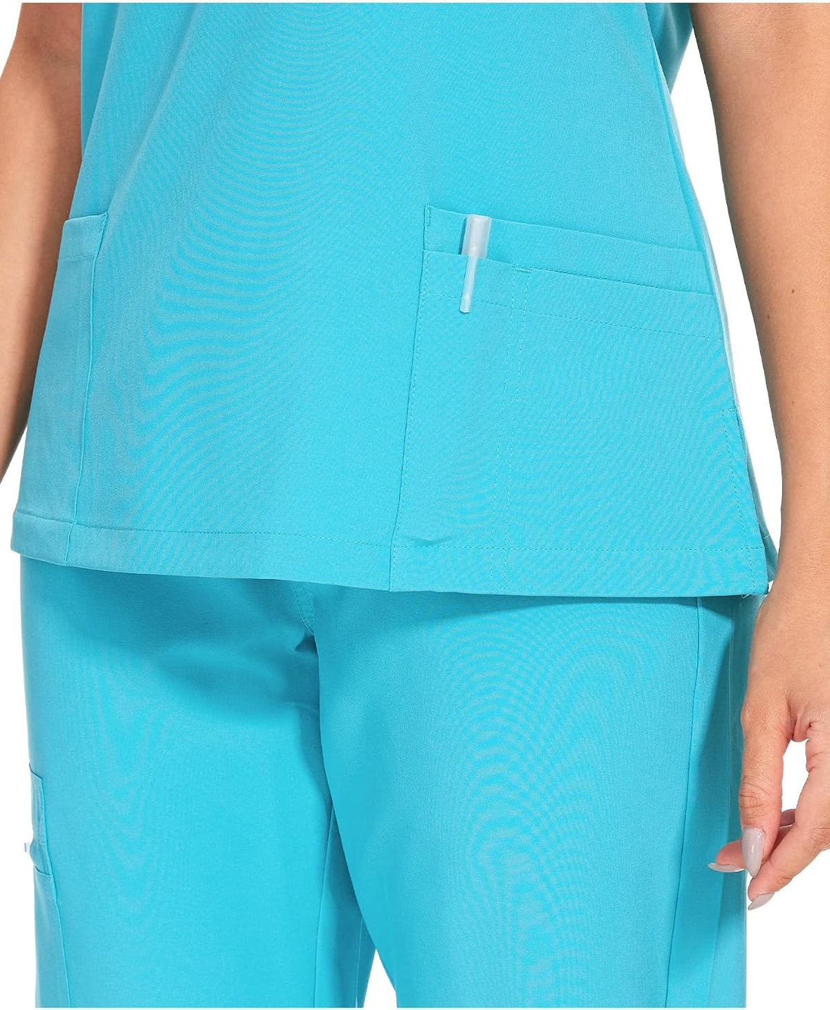 Luna V-Neck Scrub Top — Aqua Blue — 5
