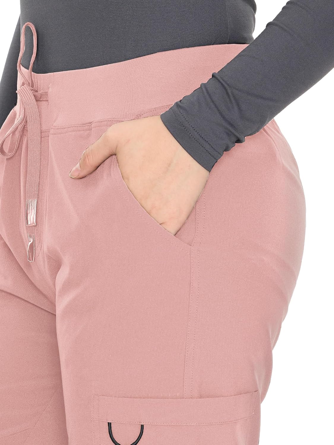 COZYFIT women's pink straight-leg cargo scrub pants - image 5