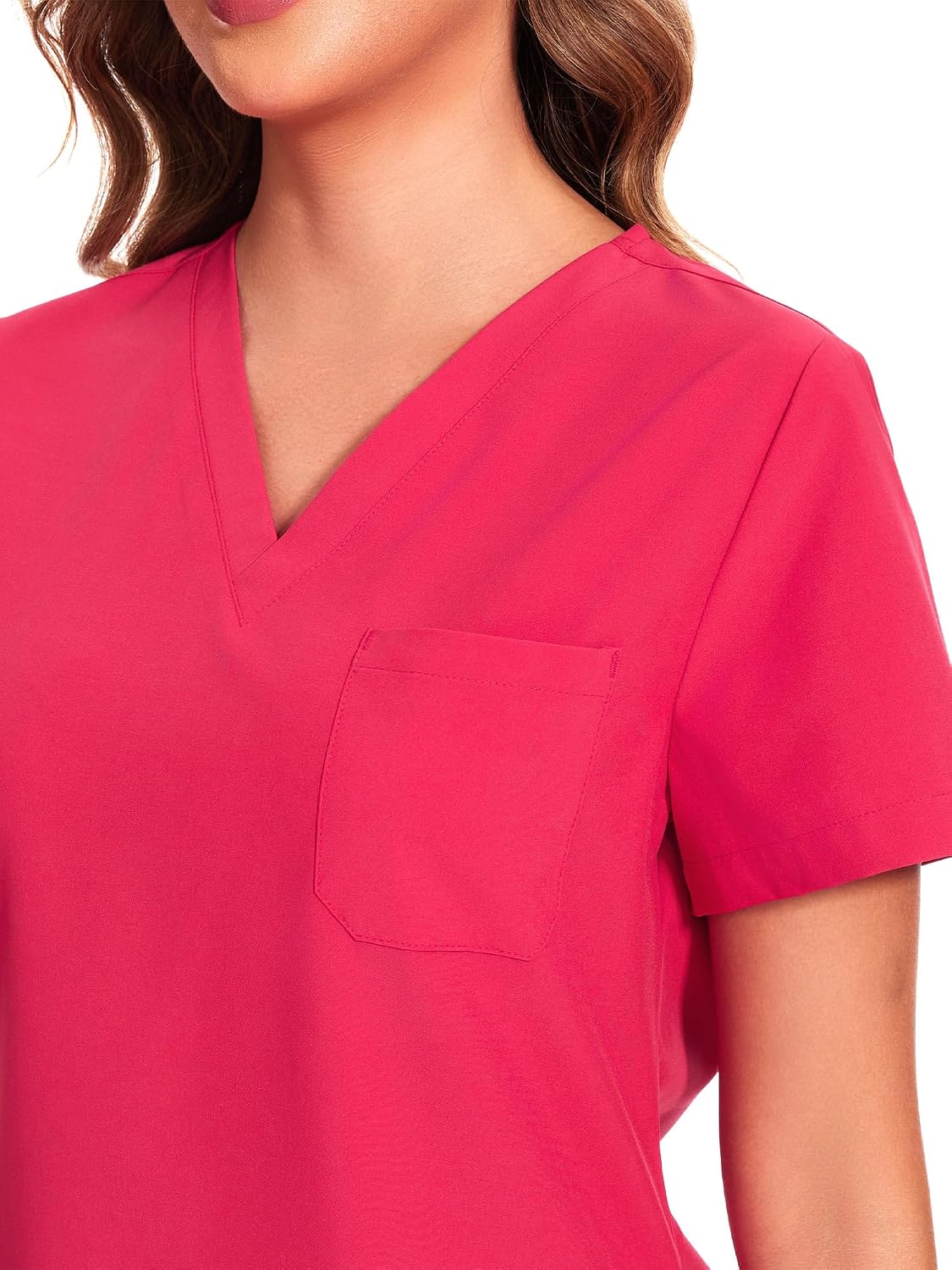 Luna V-Neck Scrub Top — Rose Red — 4