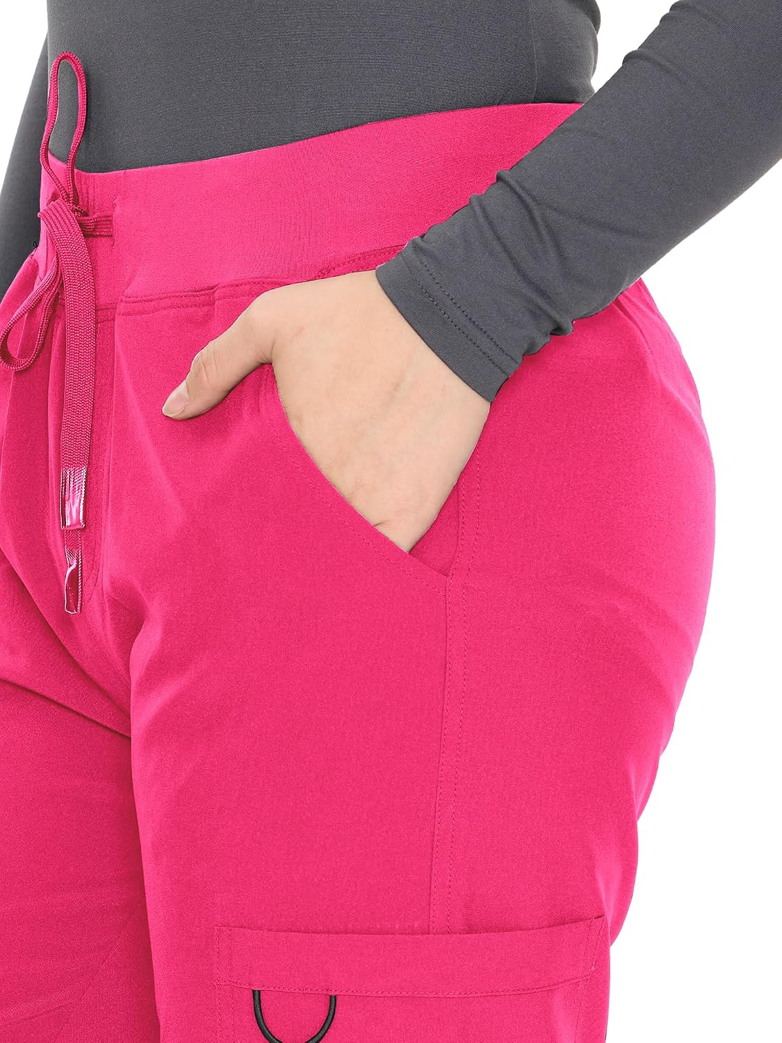 COZYFIT women's hot pink straight-leg cargo scrub pants - image 6