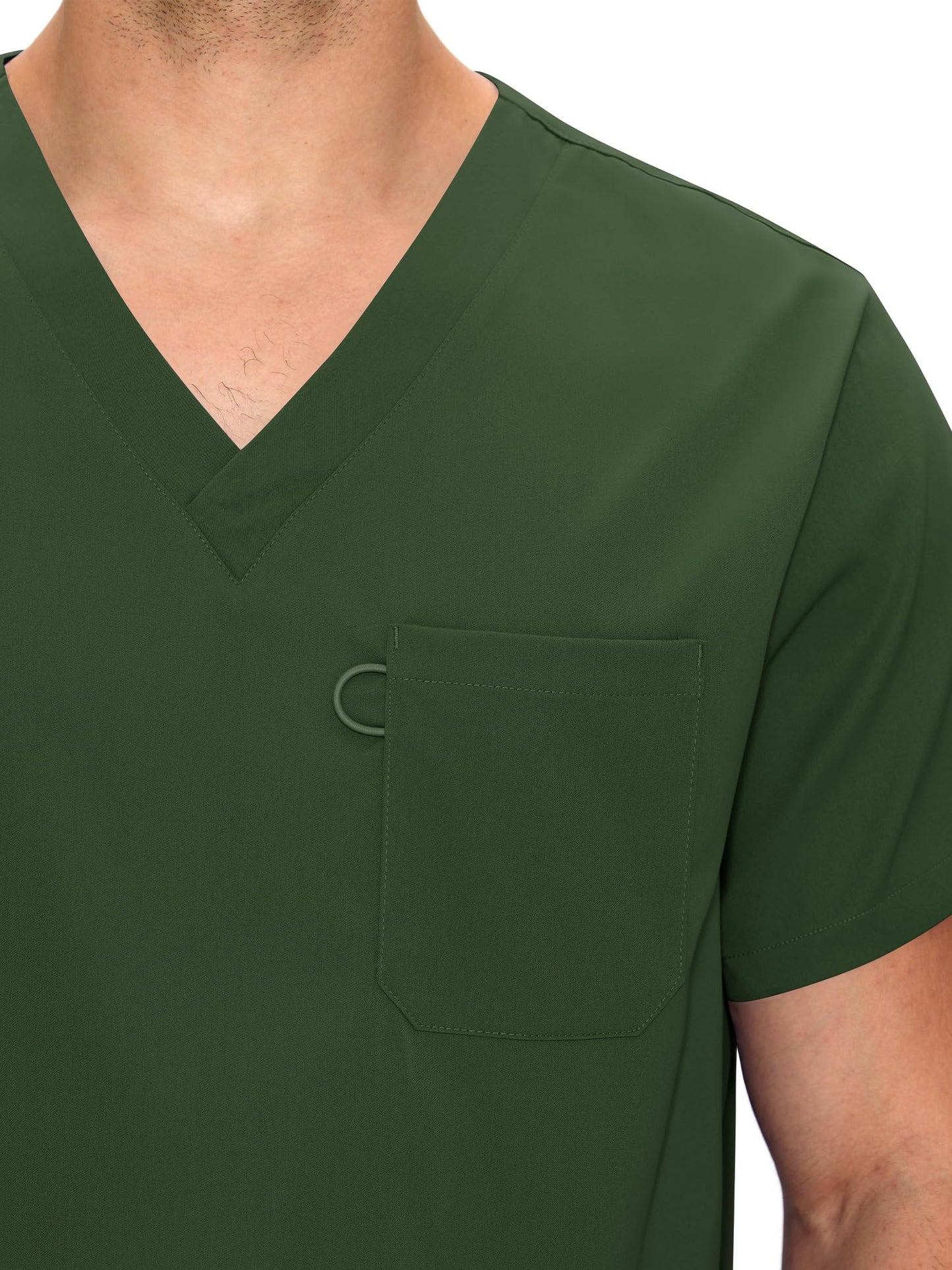 Orion V-Neck Scrub Top, Army Green, V-Neck and Chest Pocket Detail
