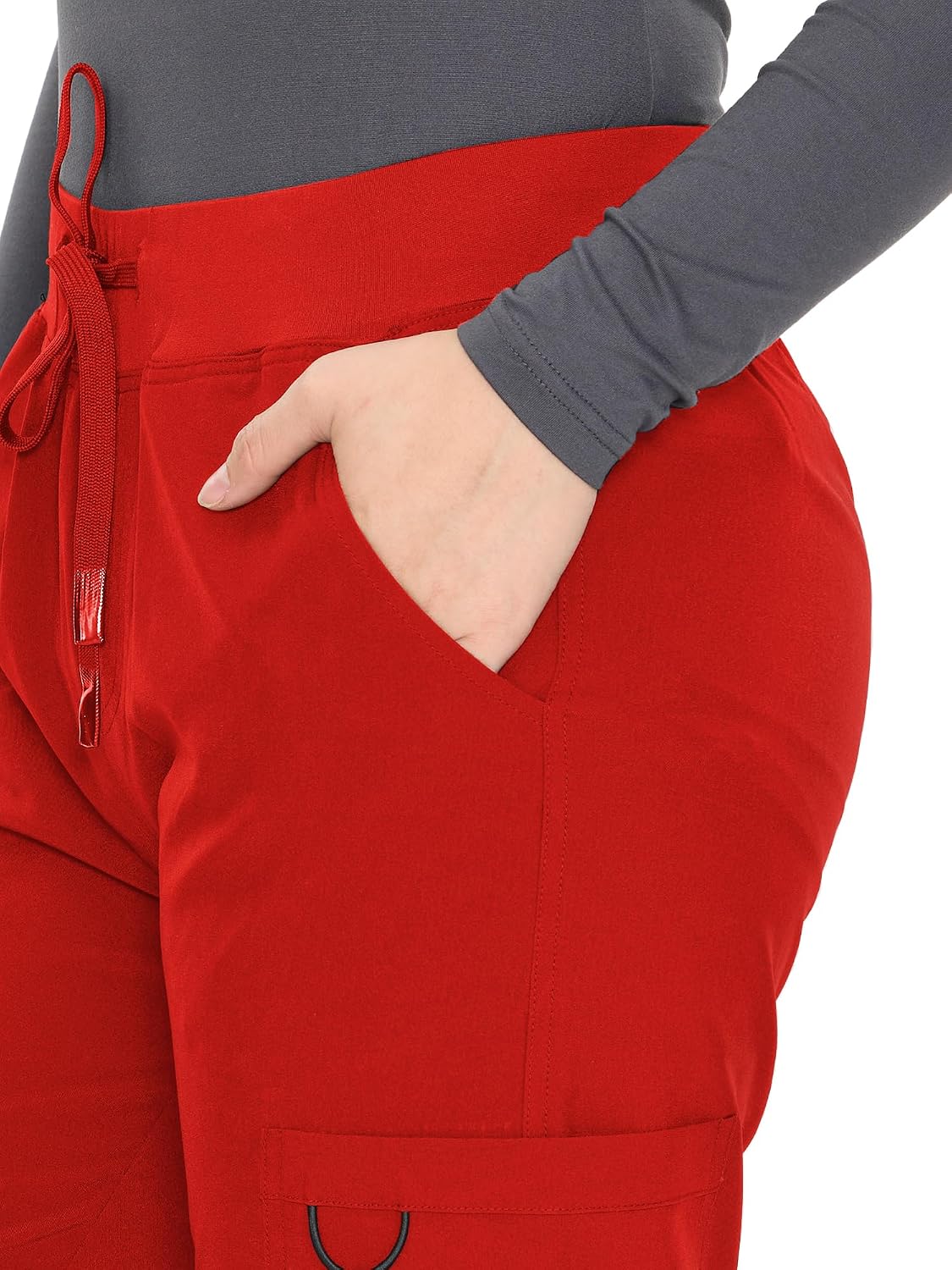 COZYFIT women's red straight-leg cargo scrub pants - image 5
