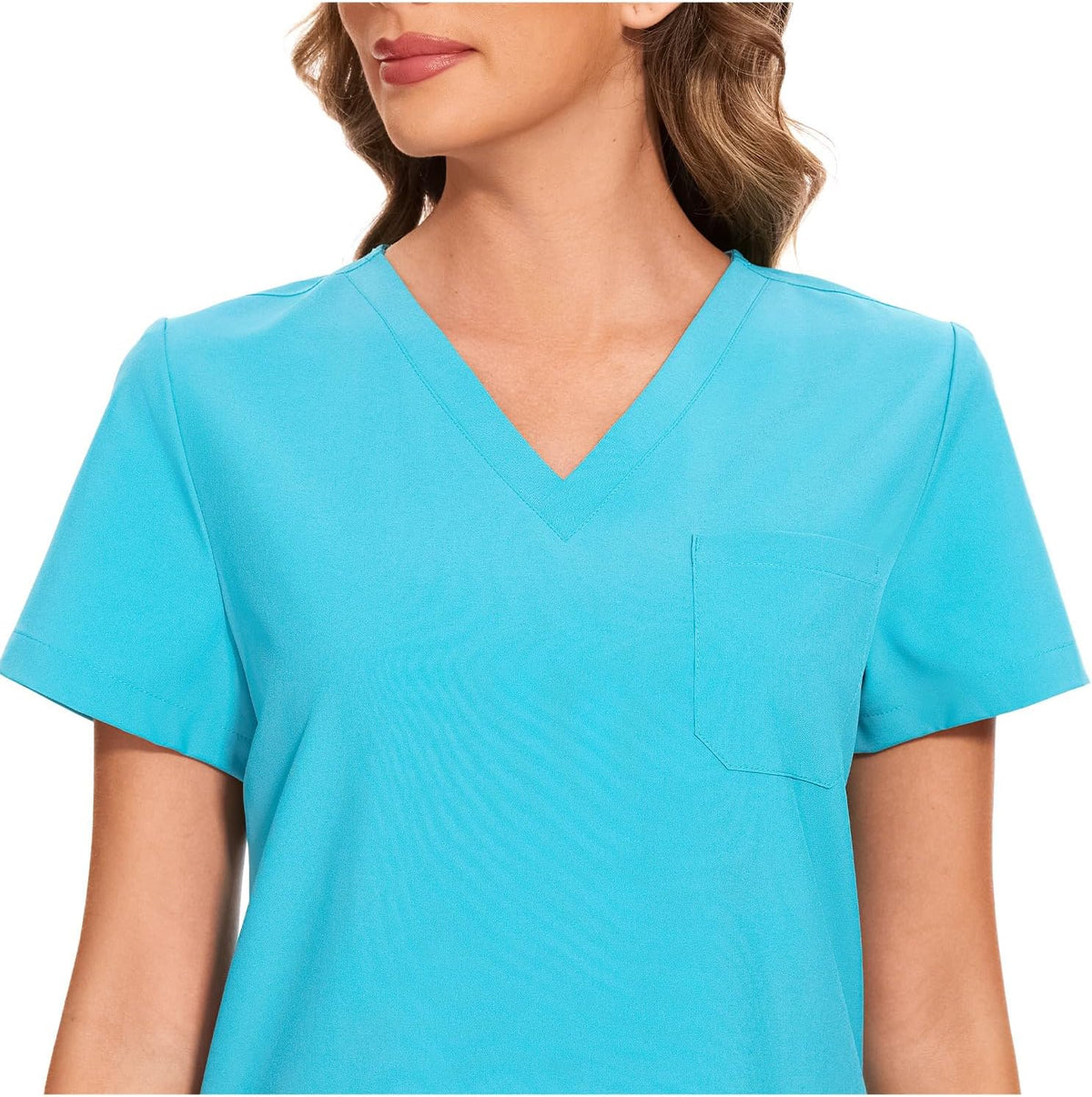 Luna V-Neck Scrub Top — Aqua Blue — 4