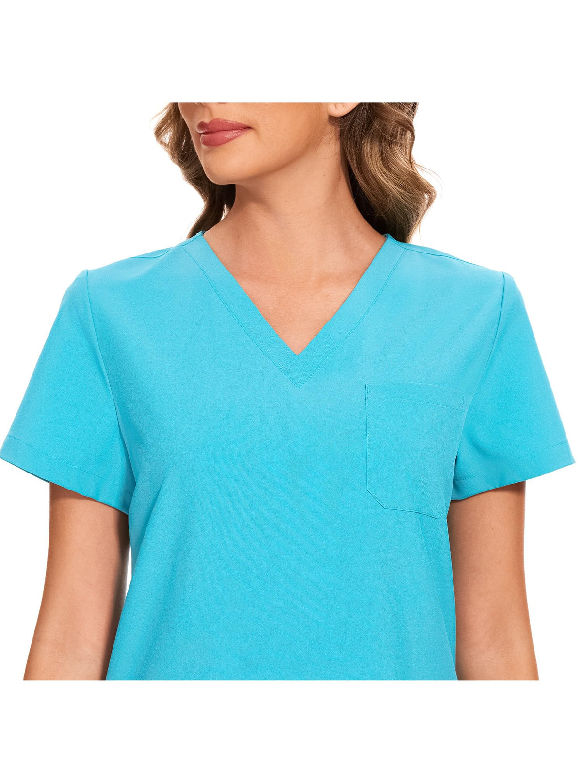 Luna V-Neck Scrub Top — Aqua Blue — 4
