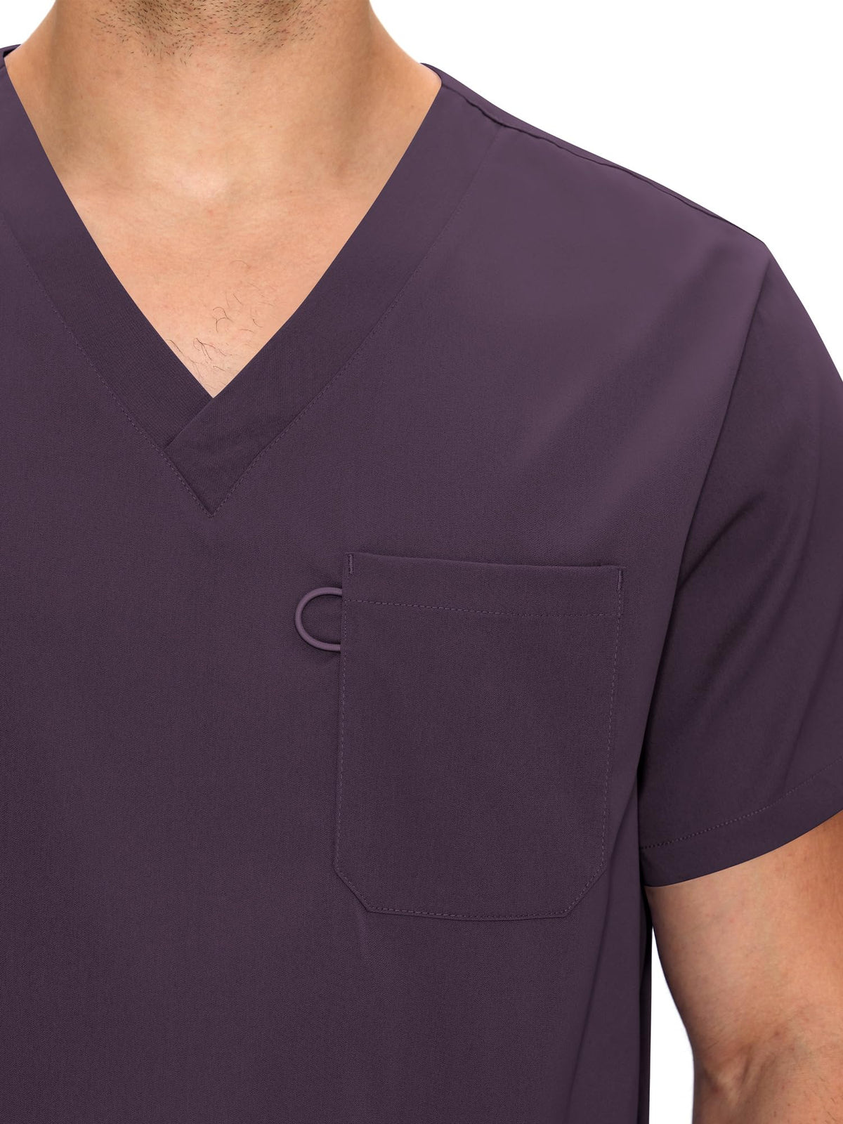 Orion V-Neck Scrub Top, Purple, V-Neck and Chest Pocket Detail