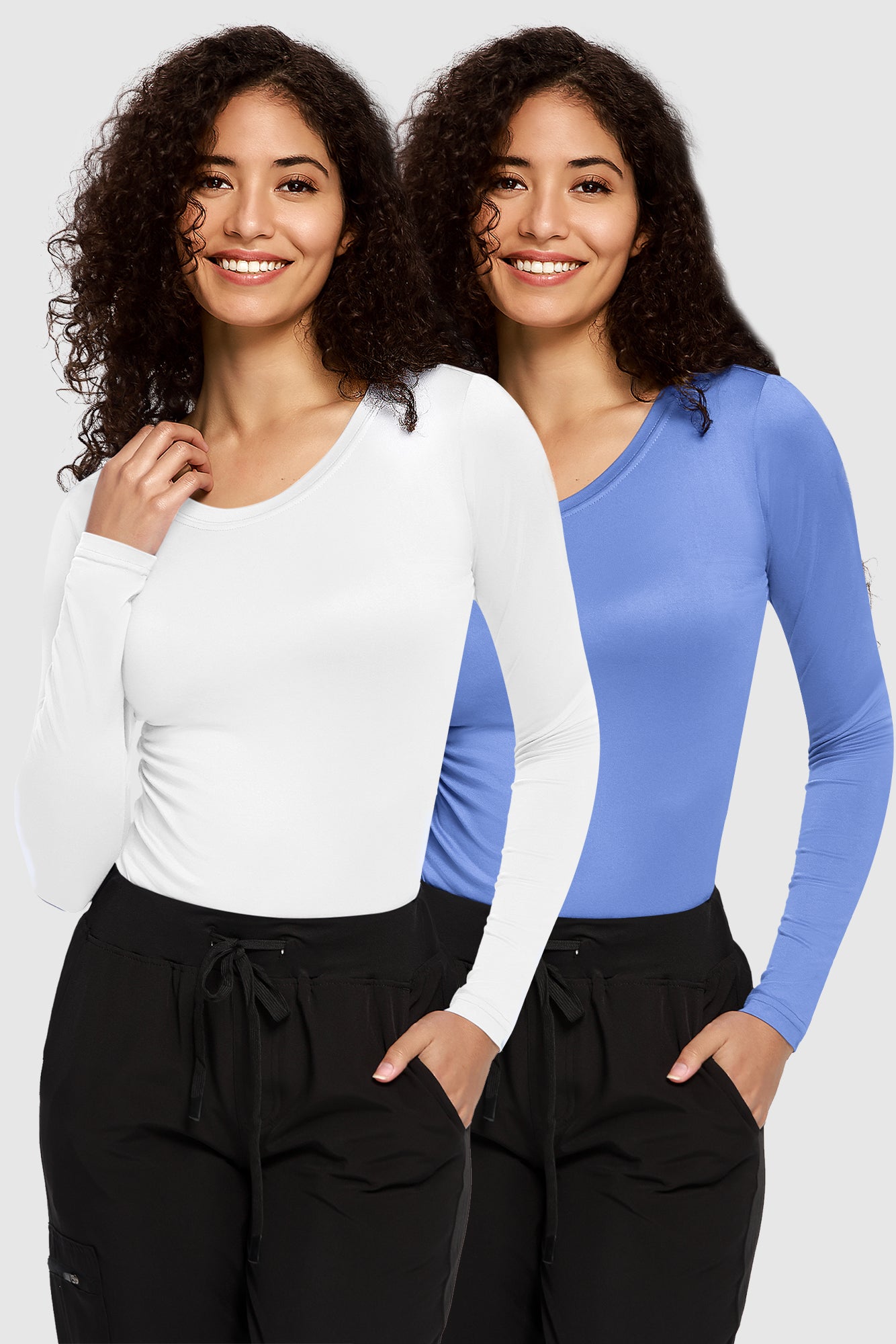 COZYFIT 2 Pack Underscrub Long Sleeve Women - Undershirts for Women Soft Fabric