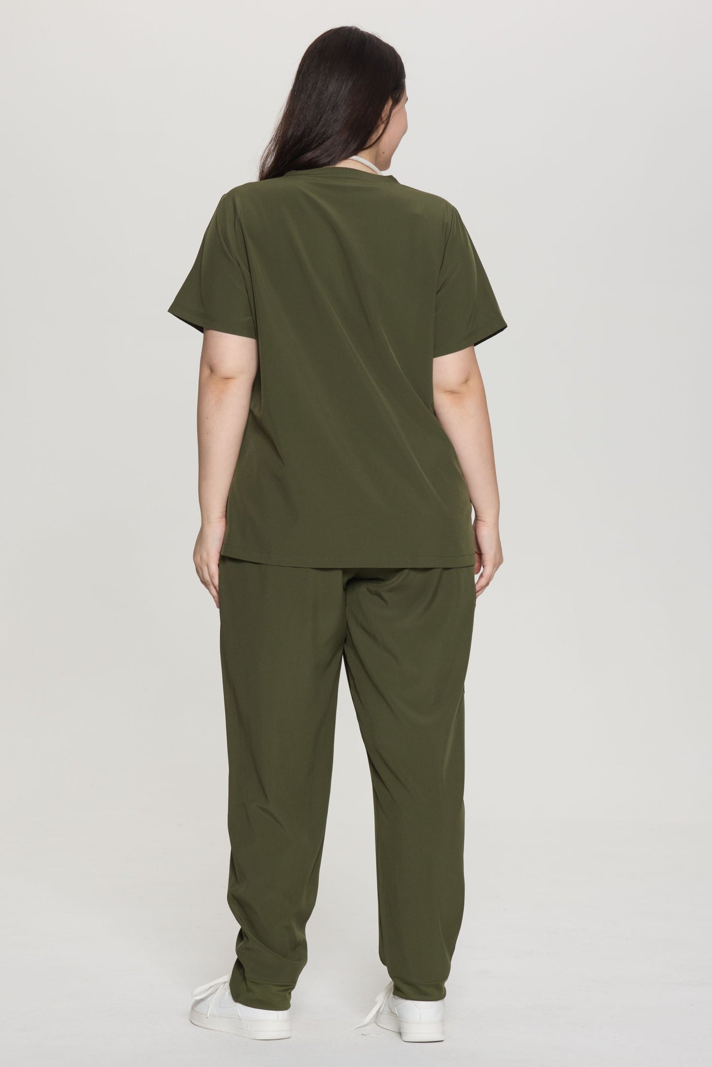 COZYFIT Curved V-Neck Scrub Top & Jogger Pants with 8 Pockets Scrub Sets
