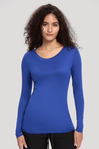 Long-Sleeve Crew-Neck Underscrub, Royal Blue, Front View
