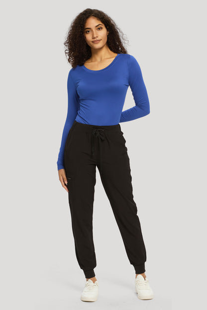 Long-Sleeve Crew-Neck Underscrub, Royal Blue, Full-Length Front View