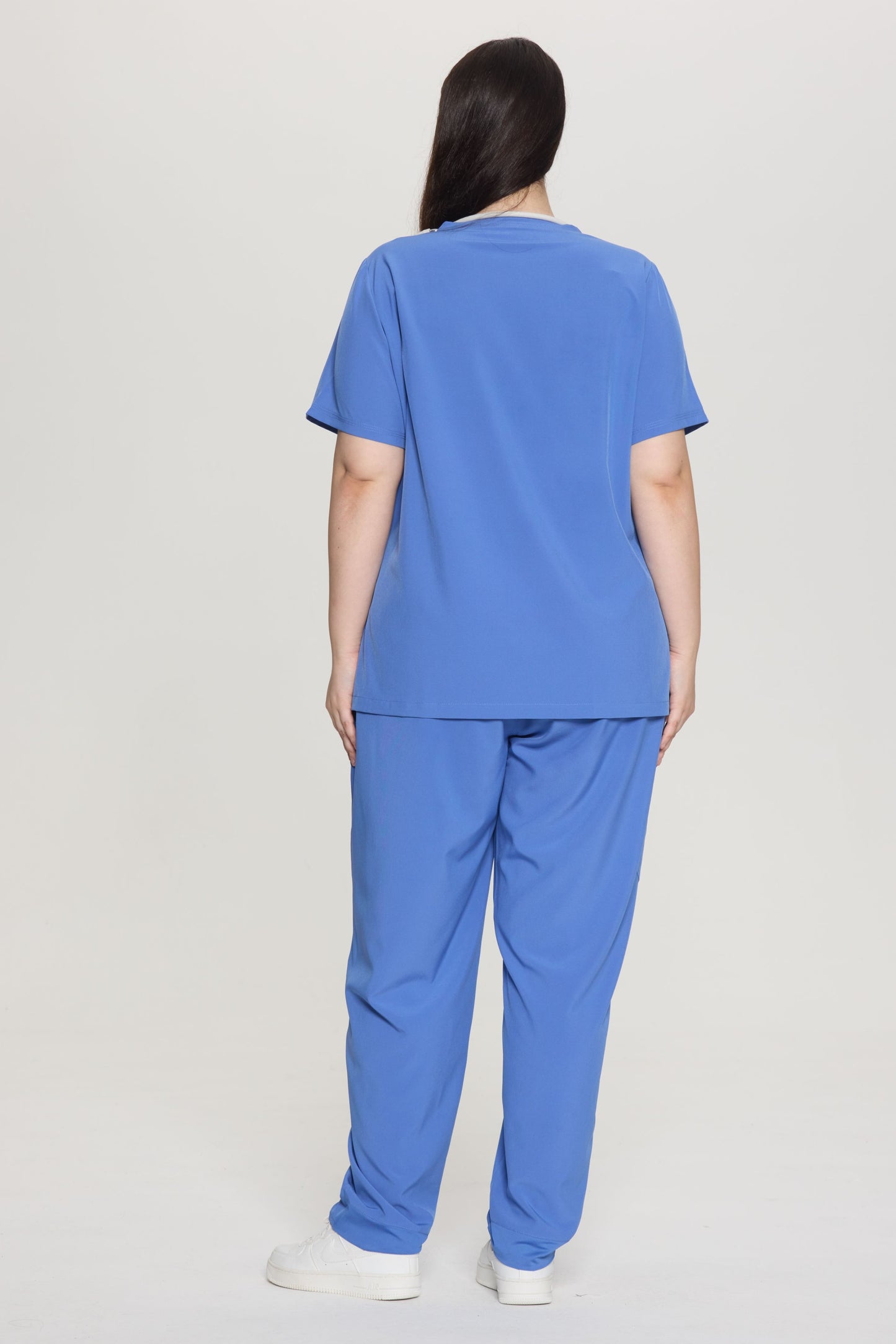 COZYFIT Curved V-Neck Scrub Top & Jogger Pants with 8 Pockets Scrub Sets