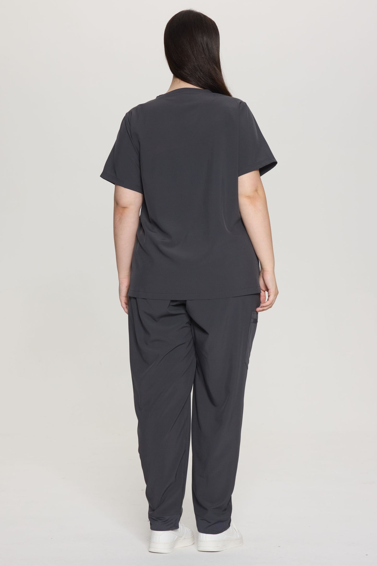 COZYFIT Curved V-Neck Scrub Top & Jogger Pants with 8 Pockets Scrub Sets