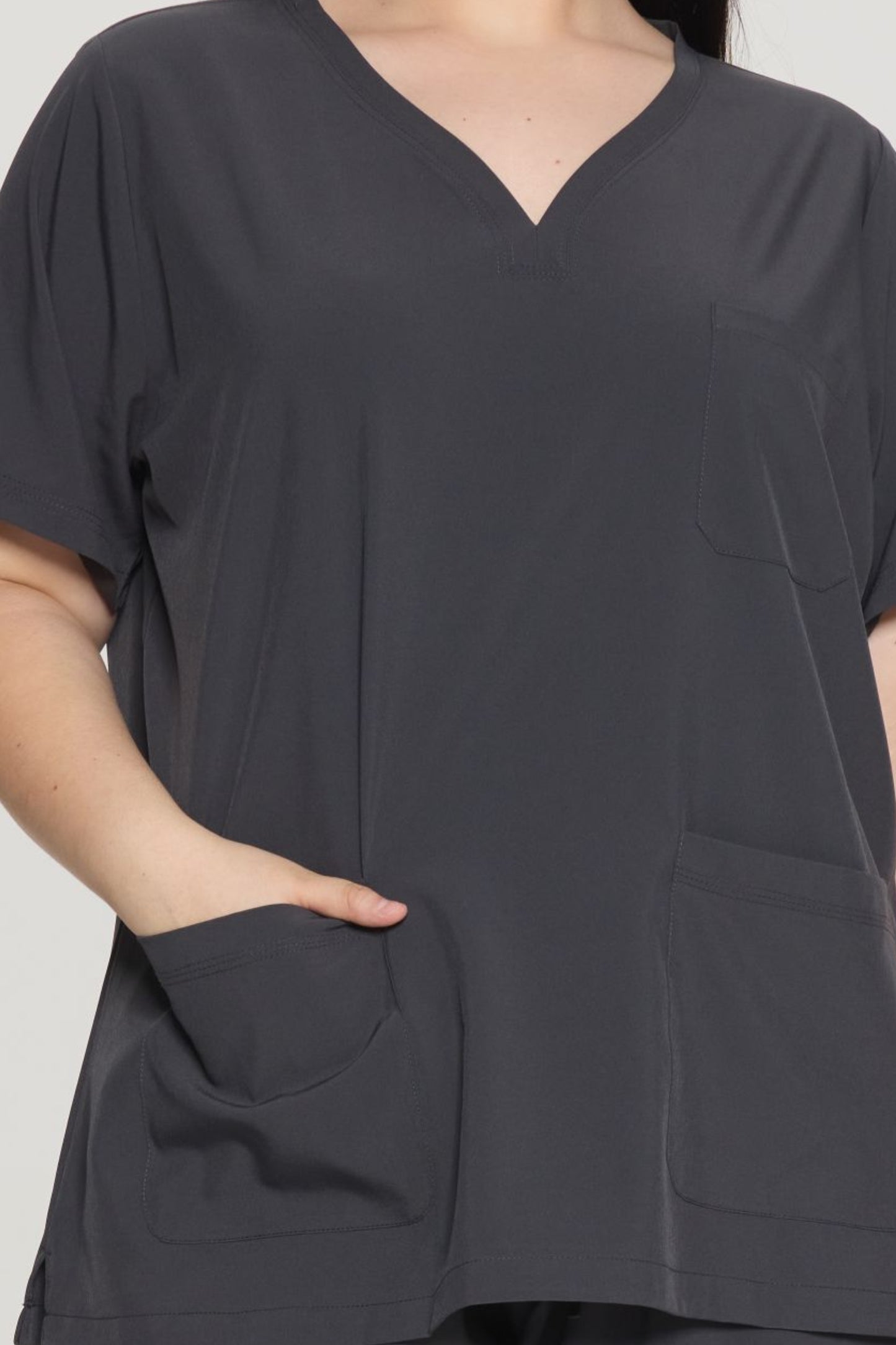 COZYFIT Curved V-Neck Scrub Top & Jogger Pants with 8 Pockets Scrub Sets