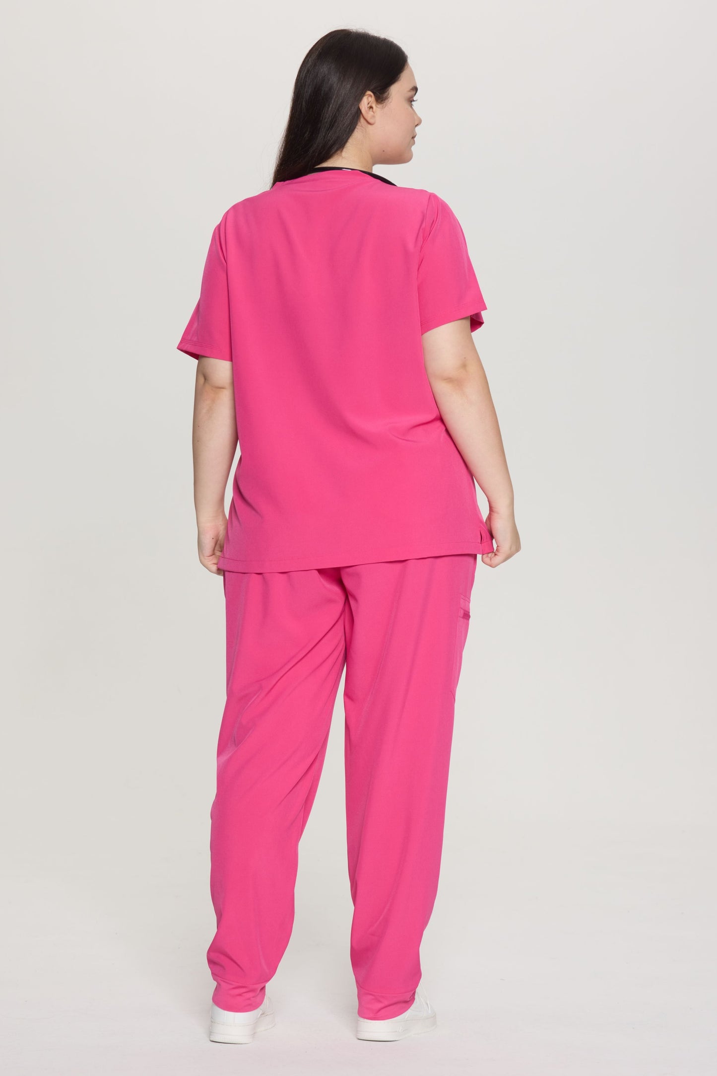 COZYFIT Curved V-Neck Scrub Top & Jogger Pants with 8 Pockets Scrub Sets