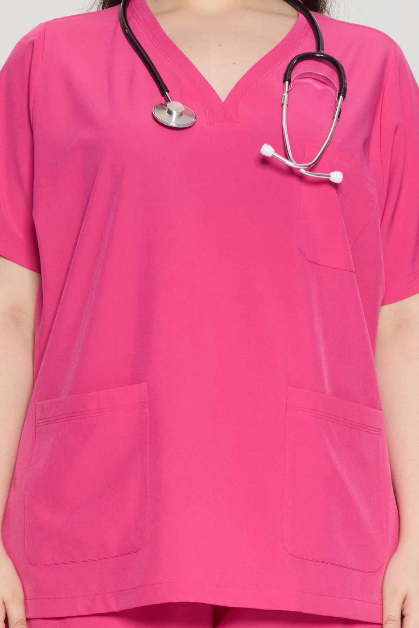 COZYFIT Curved V-Neck Scrub Top & Jogger Pants with 8 Pockets Scrub Sets